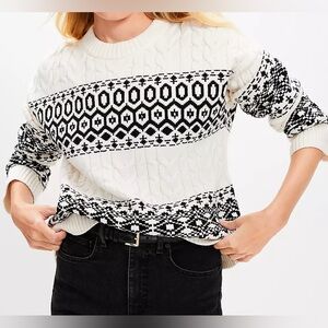 New - Loft Striped Fair Isle Cable Sweater